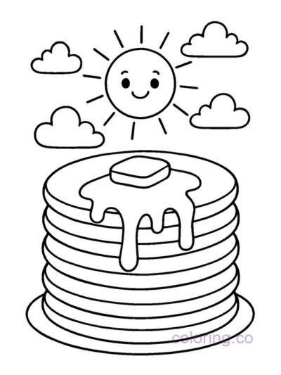 Giant Pancake Coloring Page for Preschool
