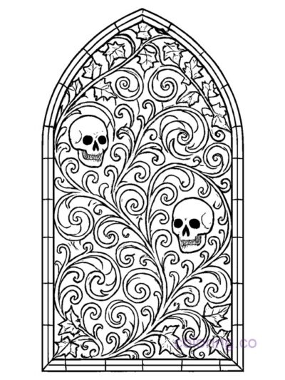 Intricate Gothic Window Coloring Page