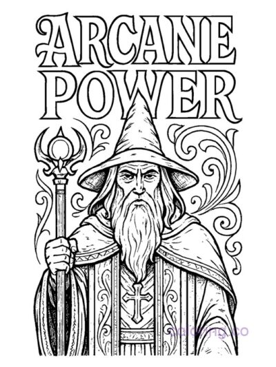 Intricate Gothic Wizard Coloring Page