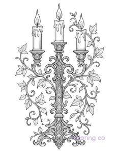 Intricate Gothic Candelabra Coloring Page