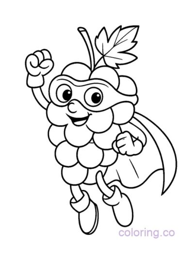 Grape Superhero Coloring Page