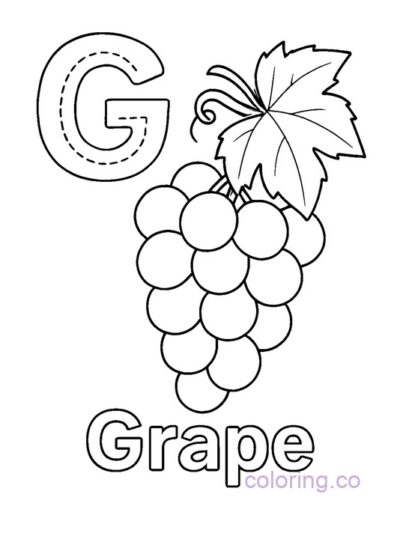 Grape Coloring Page with Letter G