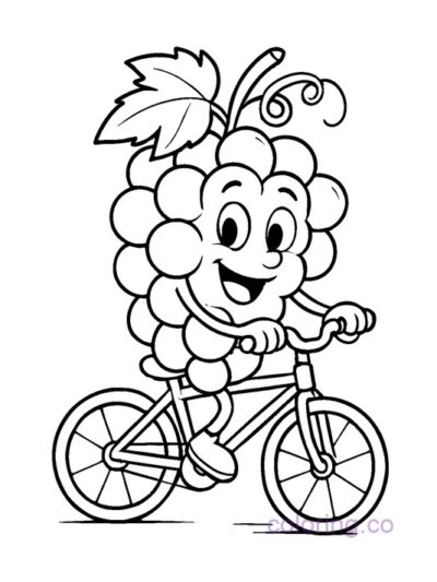 Fun Grapes on Bikes Coloring Page