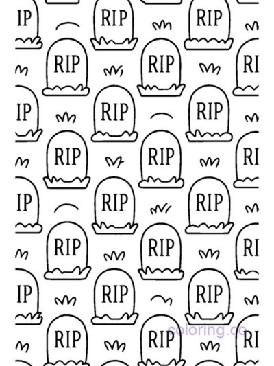 Spooky Gravestone Pattern Coloring Page