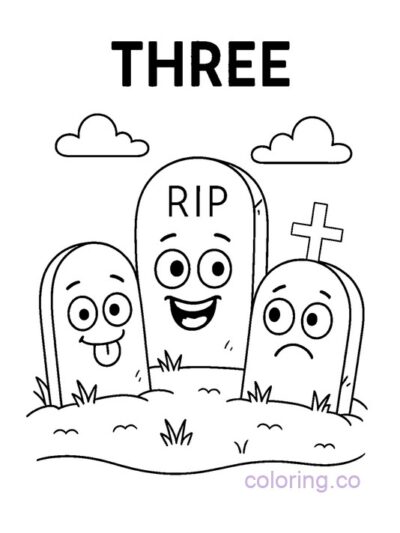 Graveyard Counting Coloring Page