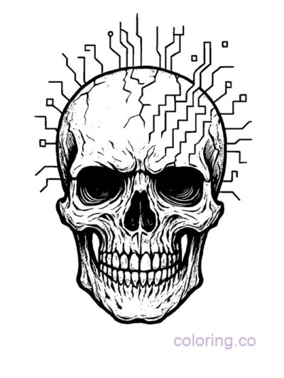 Digital Grunge Skull Coloring Page