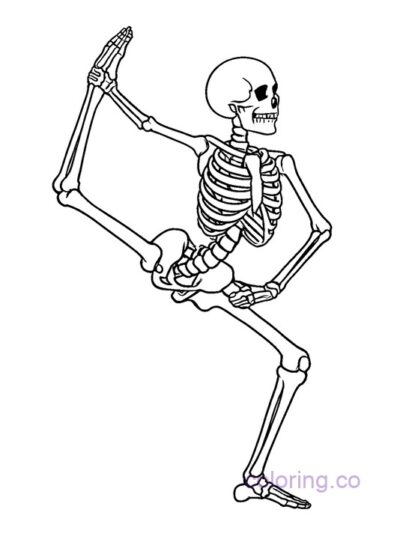 Gymnast Skeleton Yoga Pose Coloring Page