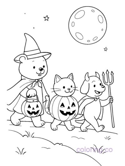 Halloween Animal Costume Coloring Page