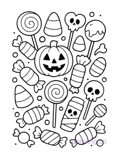 Fun Halloween Candy Coloring Page