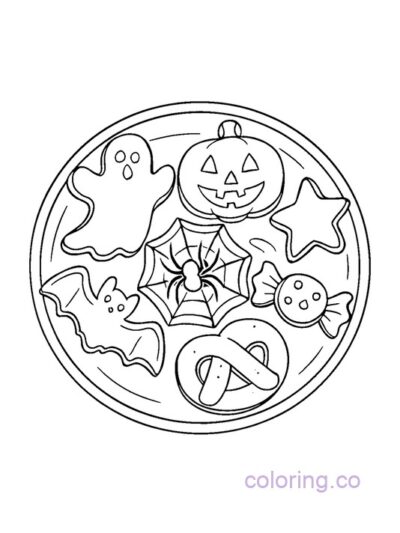 Fun Halloween Cookie Plate Coloring Page