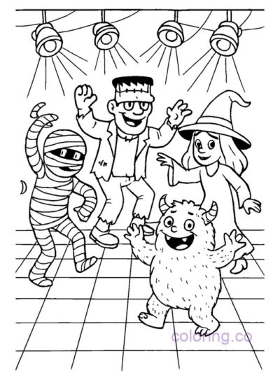 Fun Halloween Dance Floor Coloring Page