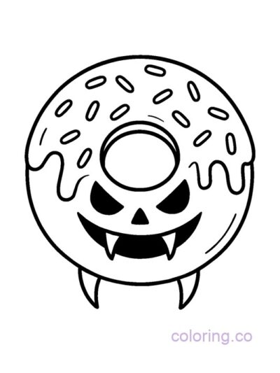 Halloween Vampire Donut Coloring Page