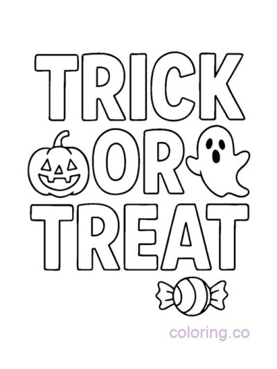 Halloween Trick or Treat Coloring Page