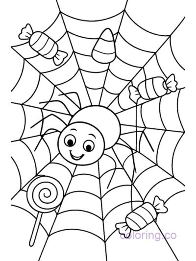 Cute Halloween Spider Coloring Page