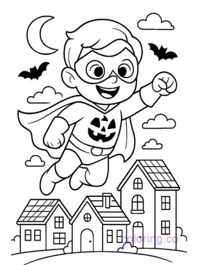 Halloween Superhero Coloring Page