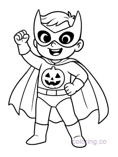 Halloween Superhero Costume Coloring Page