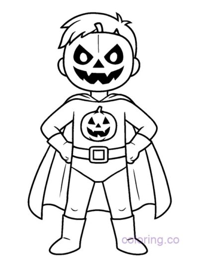 Halloween Superhero Costume Coloring Page