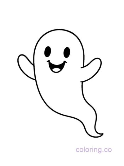 Happy Ghost Coloring Page for Preschool