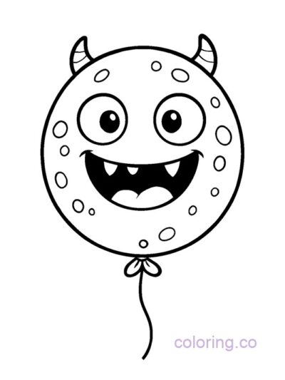 Happy Monster Balloon Coloring Page