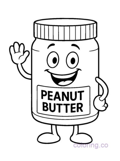 Happy Peanut Butter Jar Coloring Page for Kids