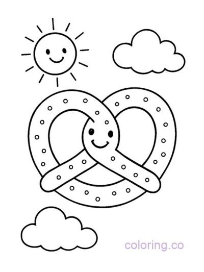Happy Pretzel Coloring Page for Preschool Fun