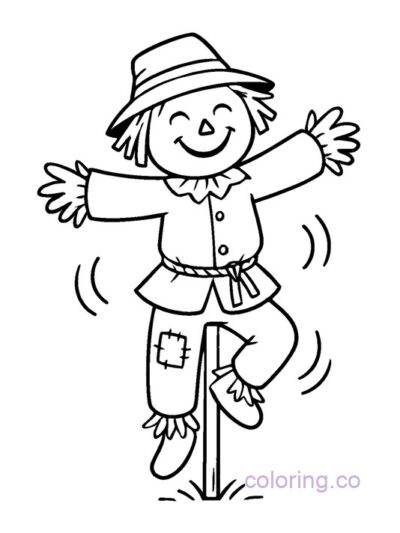 Happy Scarecrow Dance Coloring Page