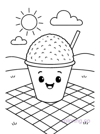 Cute Snow Cone Coloring Page for Preschoolers