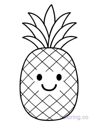 Happy Pineapple Coloring Page