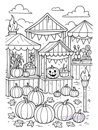Harvest Halloween Festival Coloring Page