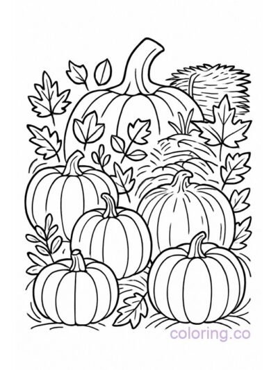 Harvest Halloween Pumpkin Coloring Page