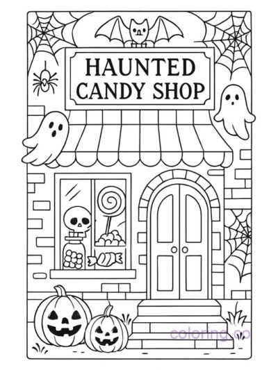 Haunted Candy Shop Coloring Page