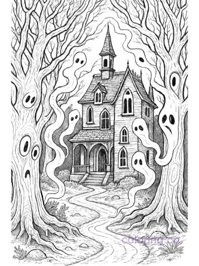 Haunted Mansion Coloring Page