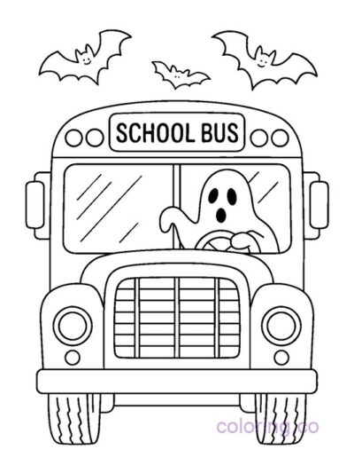 Haunted School Bus Coloring Page