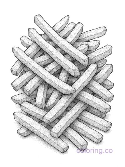 Intricate Realistic French Fry Coloring Page for Adults