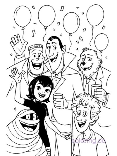 Hotel Transylvania Party Coloring Page