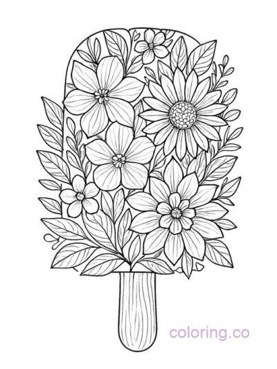 Intricate Floral Popsicle Coloring Page for Adults