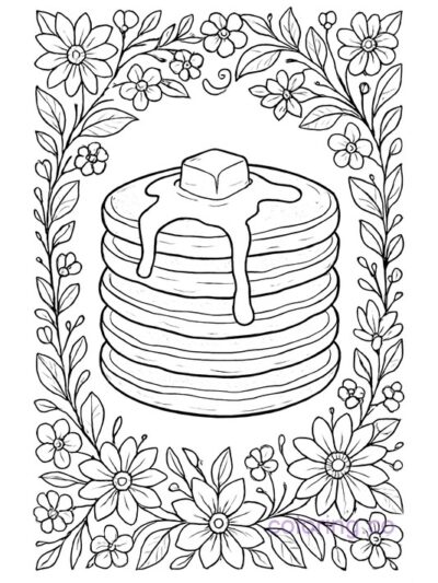 Intricate Floral Pancake Coloring Page