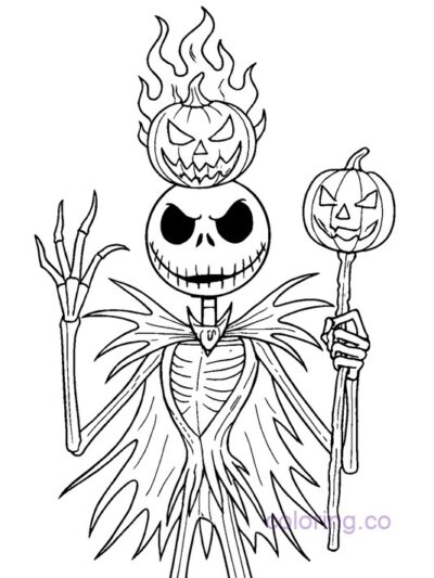Jack Skellington Pumpkin King Halloween Coloring Page