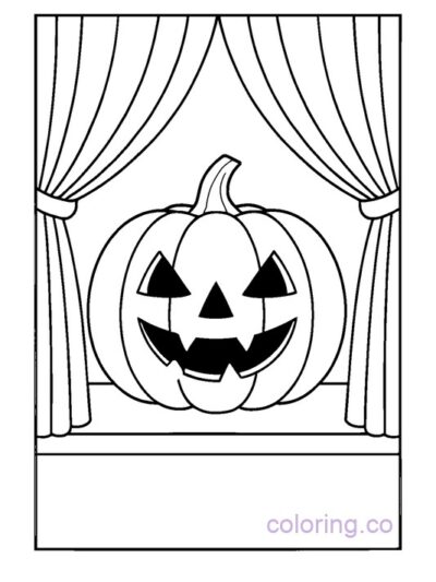 Jack-o’-Lantern Behind Curtain