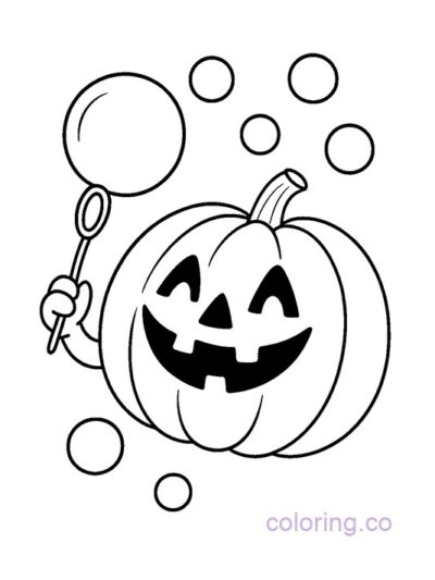 Jack-o-Lantern Blowing Bubbles Coloring Page