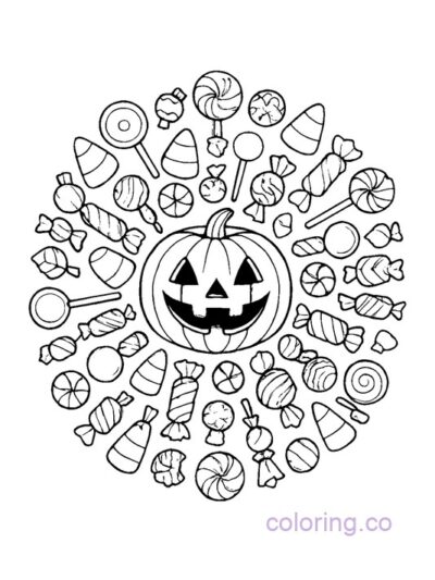 jack o lantern kids mandala