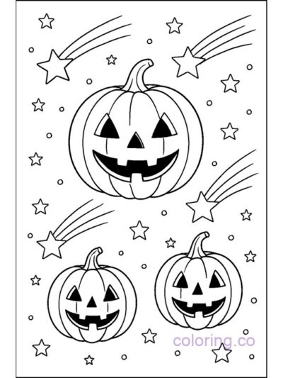 Jack-o-Lantern with Stars Coloring Page