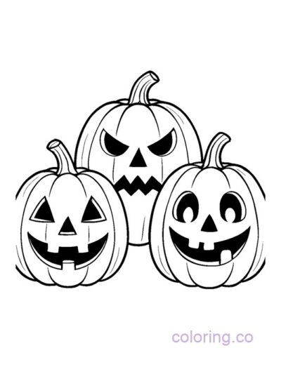 Fun Jack-o-Lantern Trio for Preschool Coloring