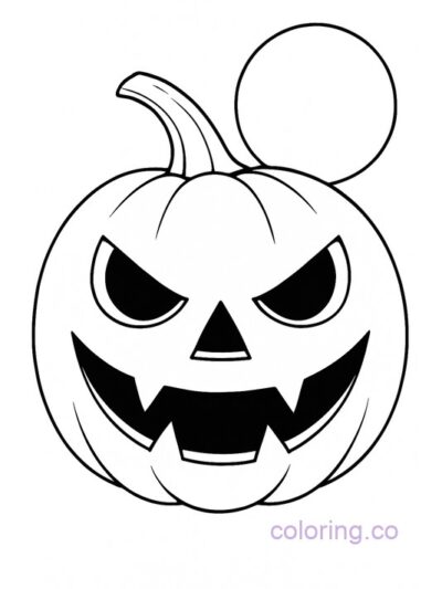 Jack-o’-Lantern and Moon Coloring Page