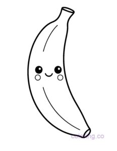 Kawaii Banana Face Coloring Page | Coloring.co