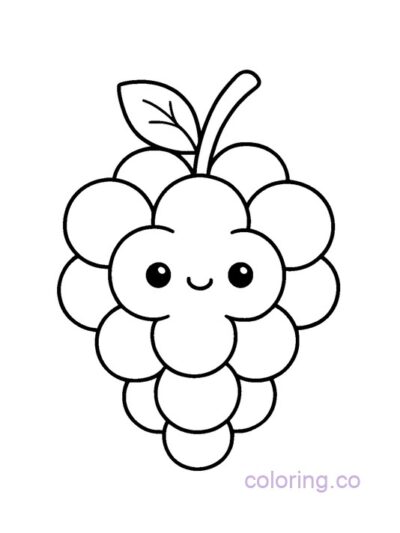 Adorable Kawaii Grape Coloring Page