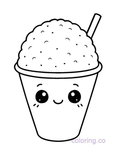 Adorable Kawaii Snow Cone Coloring Page for Kids