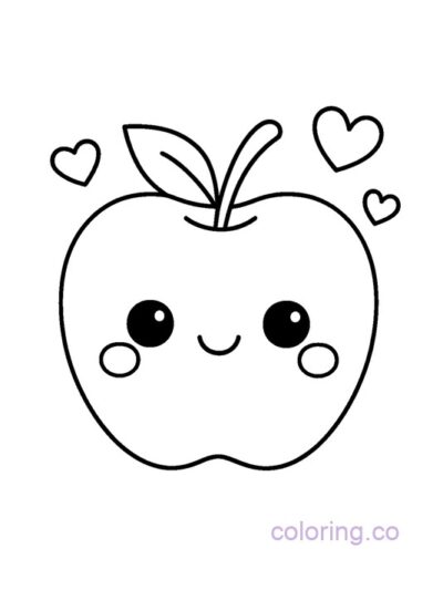 Kawaii Apple Coloring Page