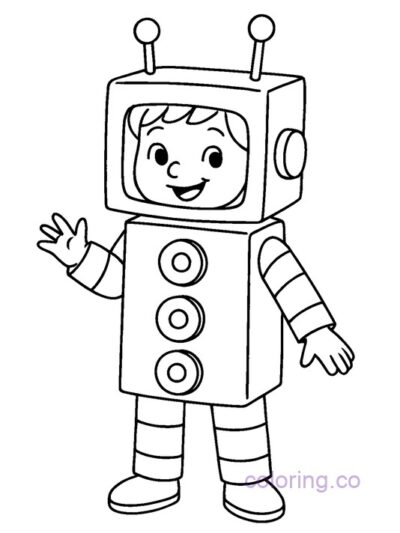 Cute Robot Costume Coloring Page