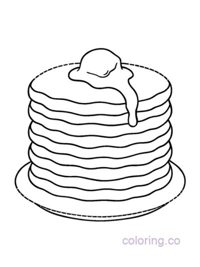 Pancake Coloring Page for Preschool Tracing Fun